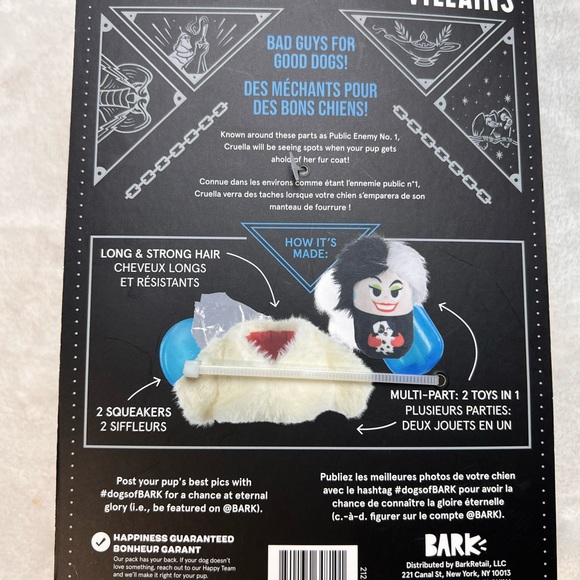 New Bark Brand Disney Villain Cruella Dog Toy - Picture 5 of 6
